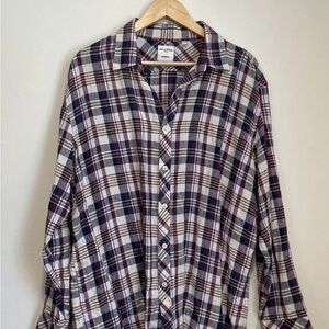 Murano Men's Plaid Linen button down shirt